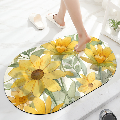 Simple Floral Absorbent Floor Mat - image 1