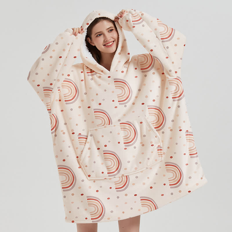 Rainbow Sherpa Leisure Hooded Nightgown - One Size - image 0