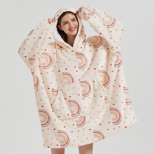 Rainbow Sherpa Leisure Hooded Nightgown - One Size - image 0