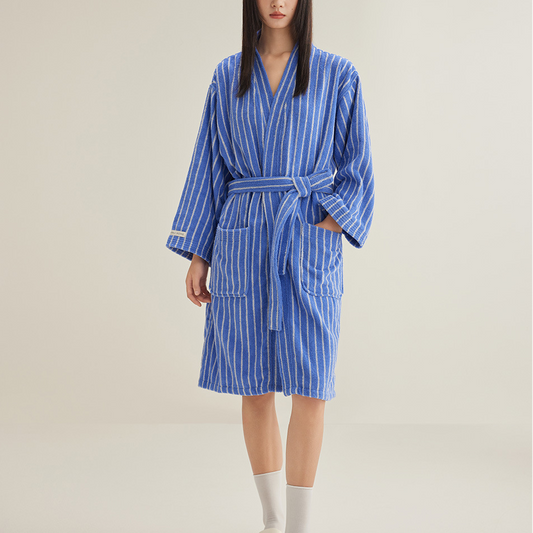 Pure Cotton Simple Striped Soft Bathrobe - image 0