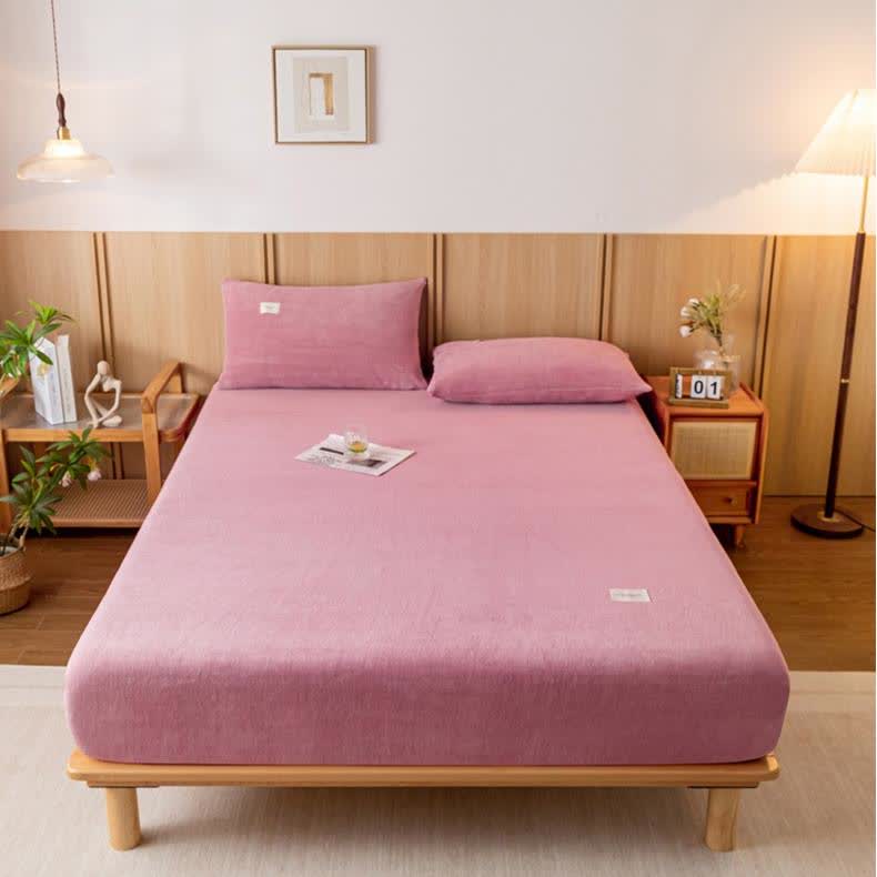 Solid Color Soft Flannel Fitted Sheet - image 1