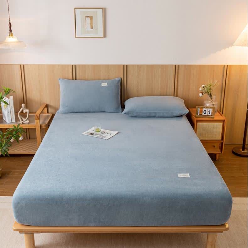 Solid Color Soft Flannel Fitted Sheet - image 5