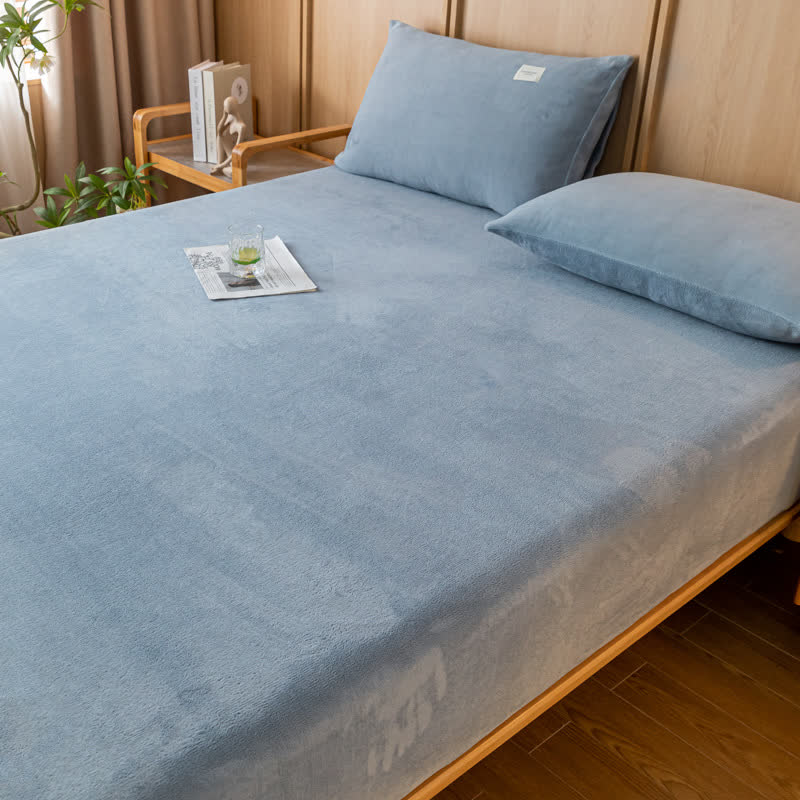 Solid Color Soft Flannel Fitted Sheet - image 6