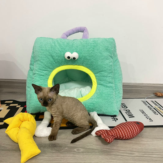  Removable Washable Semi-Closed Cat Bed - image 0