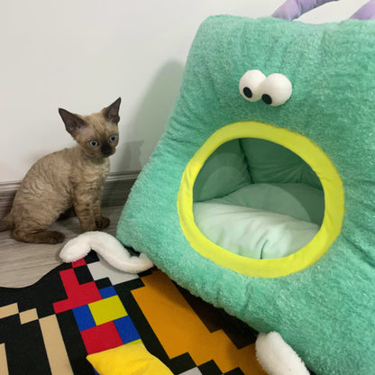  Removable Washable Semi-Closed Cat Bed - image 4