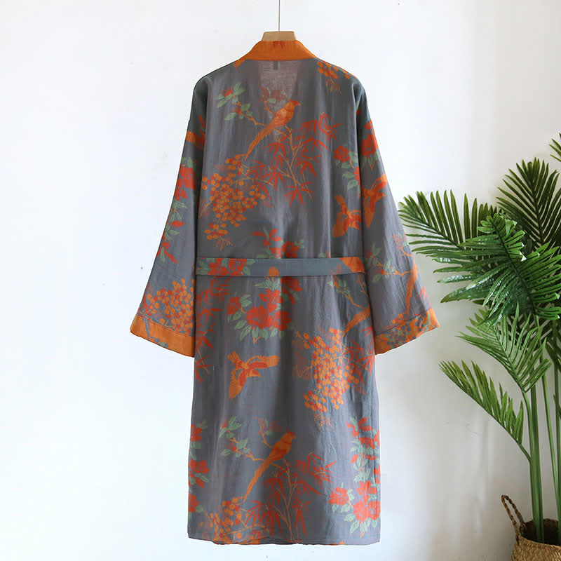 Jacquard Retro Cotton Gauze Pastoral Style Bathrobe - image 1