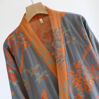 Jacquard Retro Cotton Gauze Pastoral Style Bathrobe - image 2