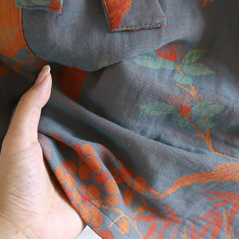 Jacquard Retro Cotton Gauze Pastoral Style Bathrobe - image 5