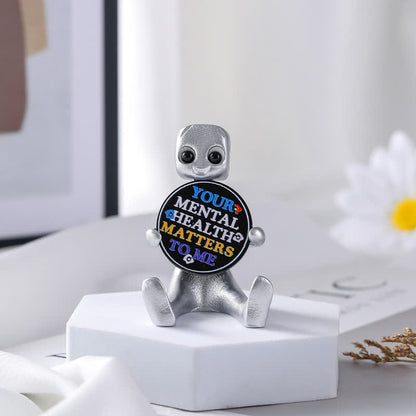 Tiny Robot Resin Statue with Slogan - B - 4PCS - image 7