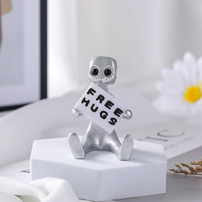Tiny Robot Resin Statue with Slogan - D - 4PCS - image 9