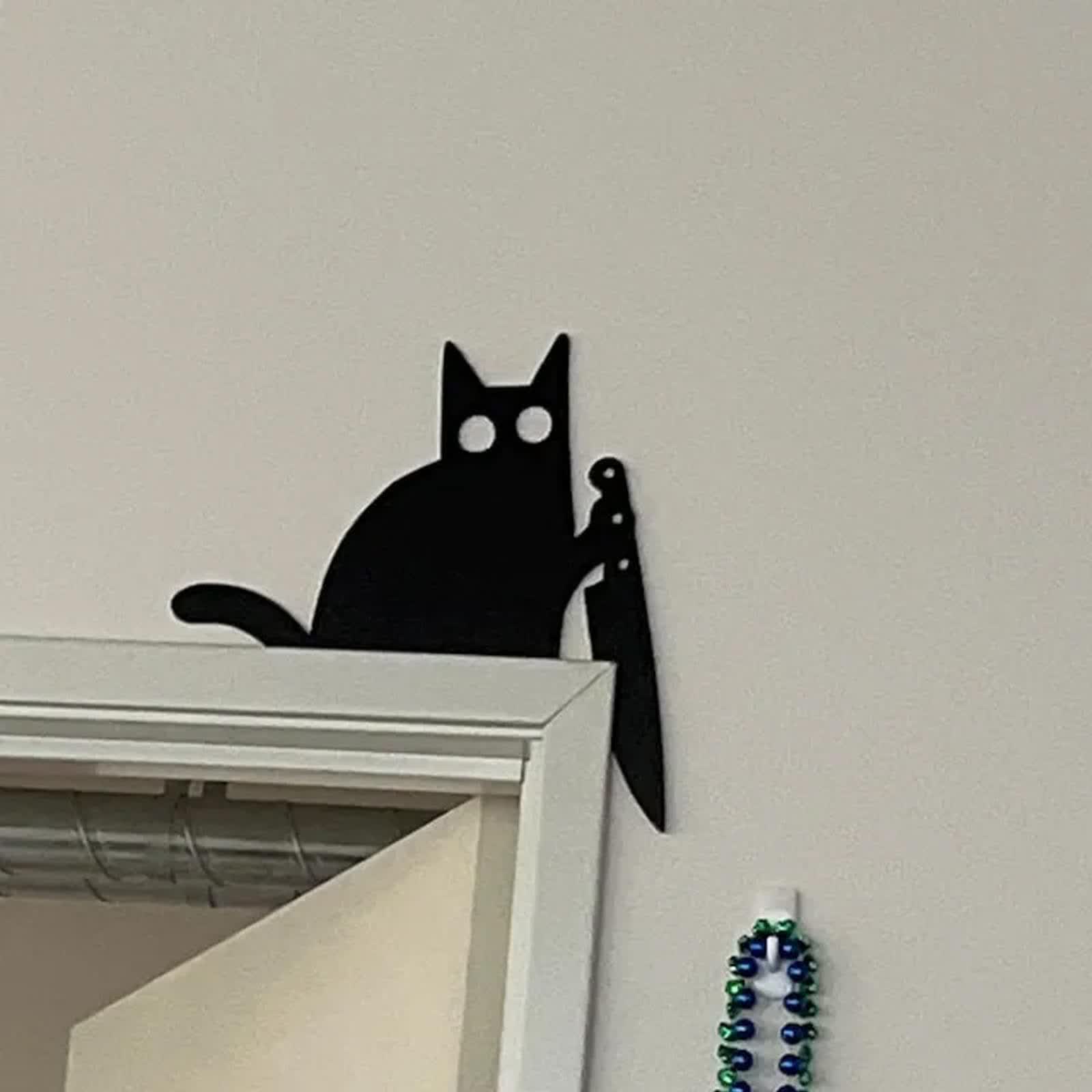 Metal Adorable Cat Home Decor Door Topper - Knife & Cat - 1PC - image 0