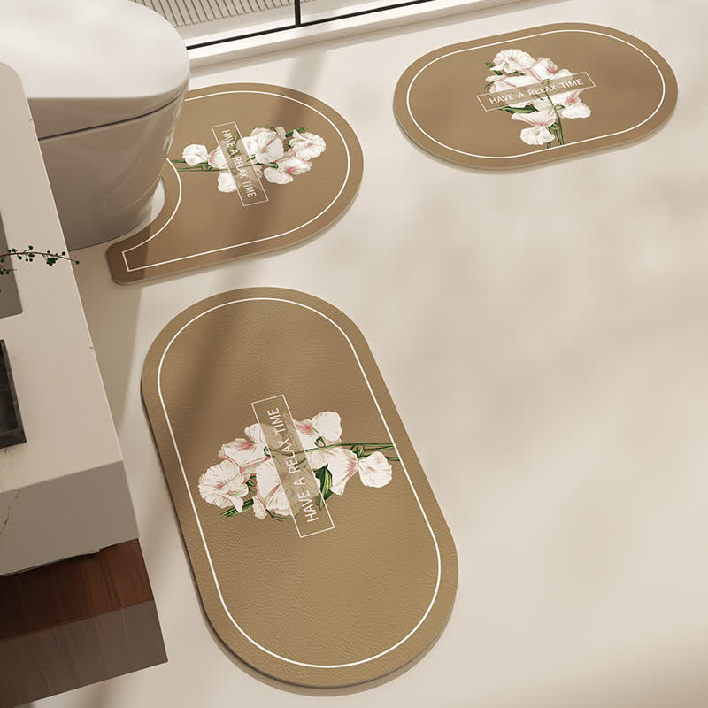 Floral Diatom Mud Anti-slip Bath Mat  - D - Set - 16" x 31" + 16" x 23" + 19" x 21" - image 7