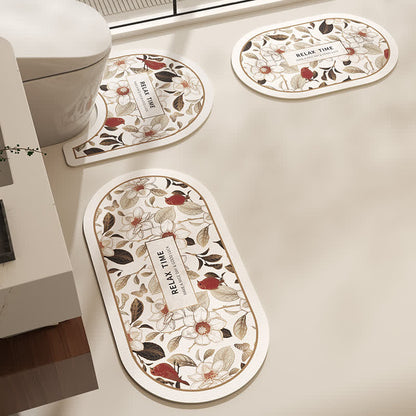 Floral Diatom Mud Anti-slip Bath Mat  - E - Set - 16" x 31" + 16" x 23" + 19" x 21" - image 8