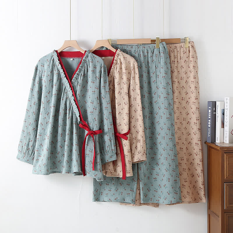 Kimono Rural Rose Cotton Gauze Pajama Set - image 0