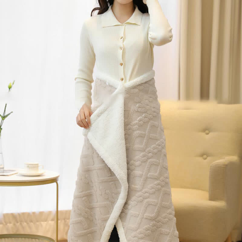 Argyle Pattern Warm Fleece Shawl Blanket - image 10