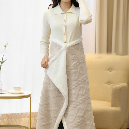 Argyle Pattern Warm Fleece Shawl Blanket - image 10