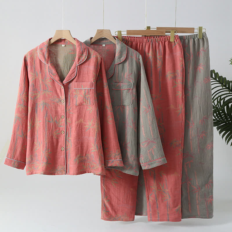 Yarn-dyed Rural Bamboo Cotton Gauze Pajama Set - image 0