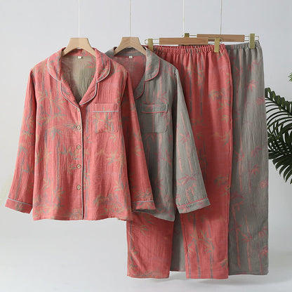 Yarn-dyed Rural Bamboo Cotton Gauze Pajama Set - image 0