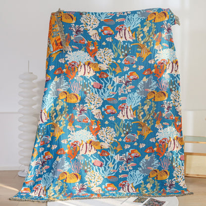 Underwater World Cotton Gauze Blanket -  79"W x 90"L  - image 0