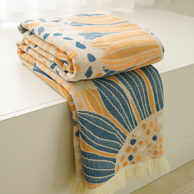 Blooming Sunflower Cotton Gauze Tassel Blanket  - image 1