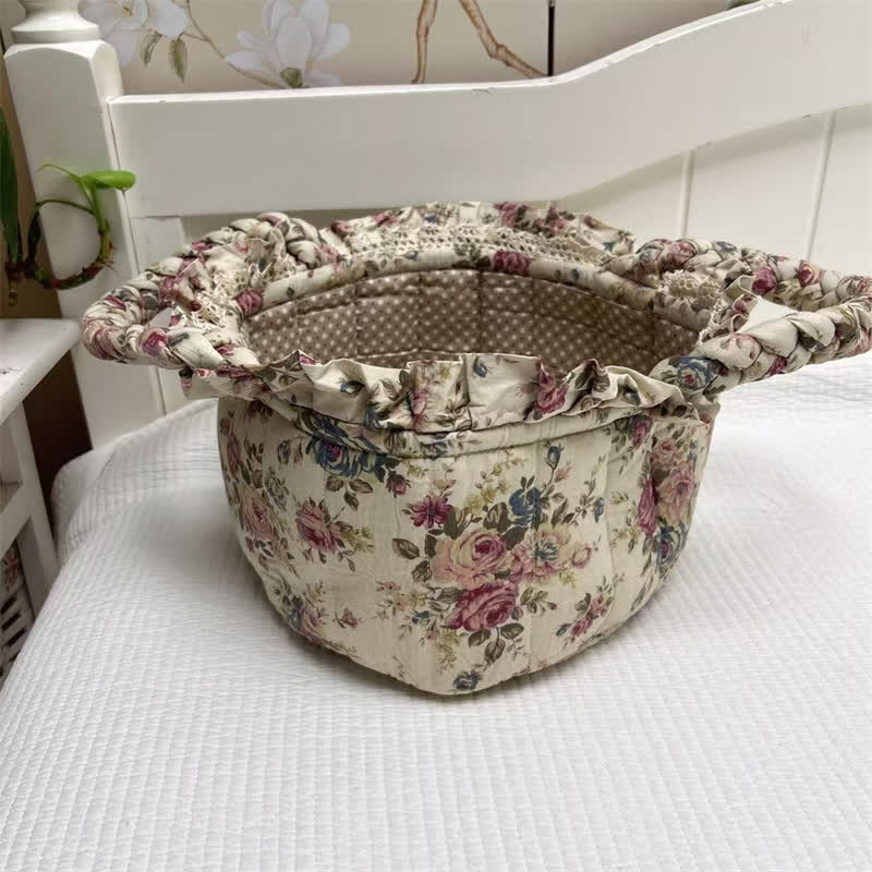 Cute Handmade Fabric Tabletop Storage Basket - D - 9.84"W x 9.84"L x 2.32"H - image 3