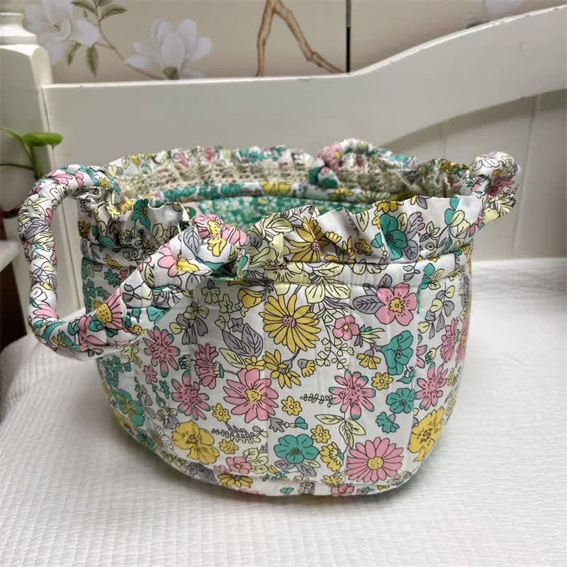 Cute Handmade Fabric Tabletop Storage Basket - C - 9.84"W x 9.84"L x 2.32"H - image 2