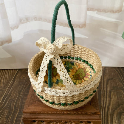 Sunflower Handmade Tabletop Storage Basket - B: 6.30'' W X 6.30'' L X 8.66'' H - image 0