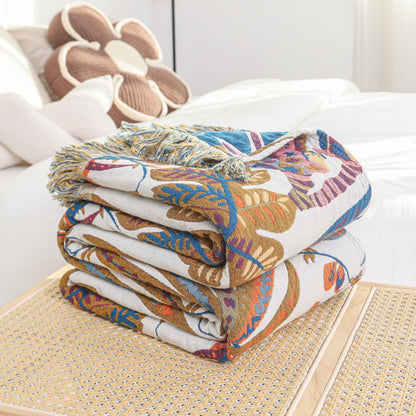 Retro Leaf Cotton Gauze Lightweight Blanket - image 2