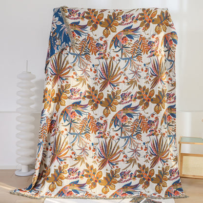 Retro Leaf Cotton Gauze Lightweight Blanket - image 0