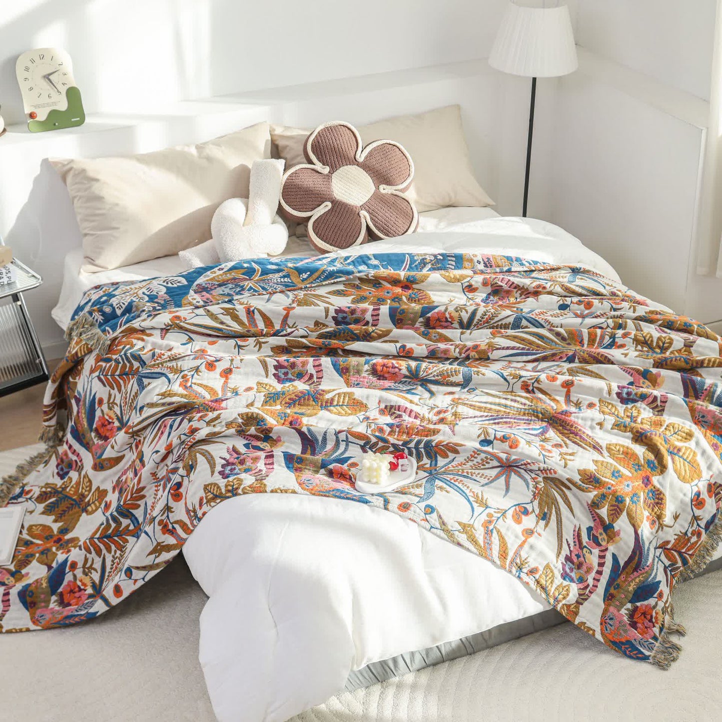 Retro Leaf Cotton Gauze Lightweight Blanket - image 4