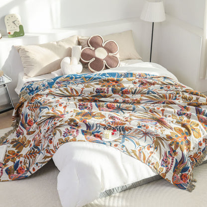 Retro Leaf Cotton Gauze Lightweight Quilt - image 1