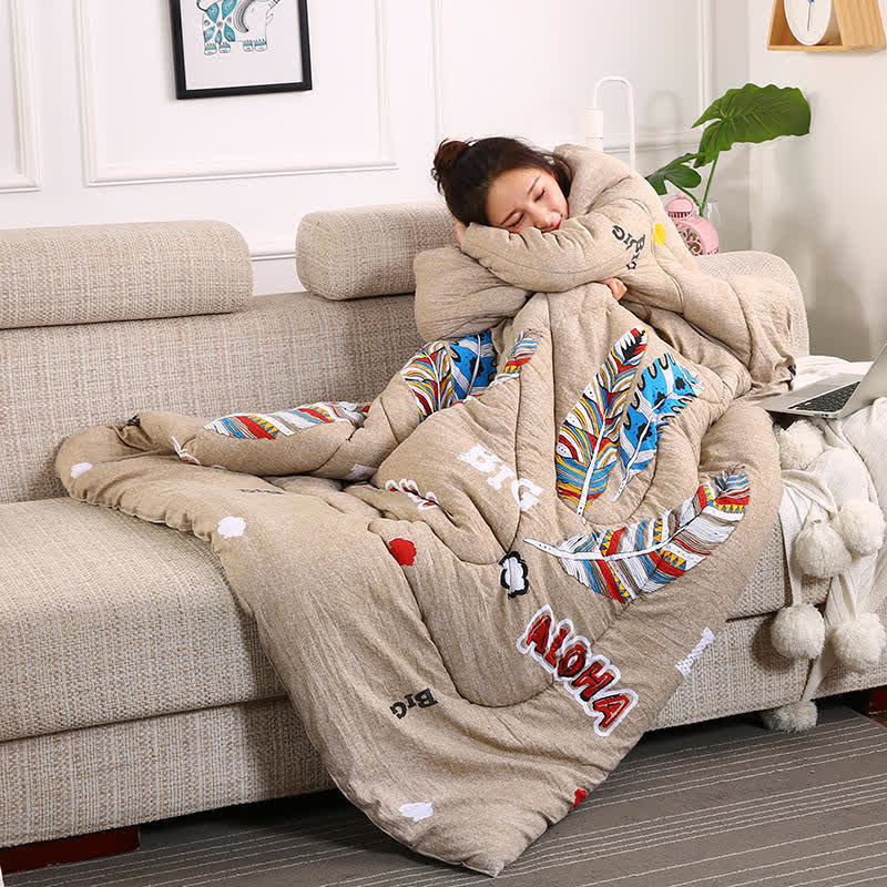 Thickened Warm Wearable Quilt with Sleeves - image 2