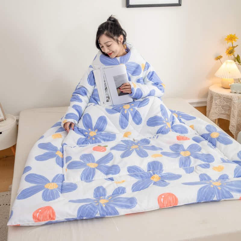 Floral Portable Wearable Quilt with Sleeves - 59"W x 79"L - image 0
