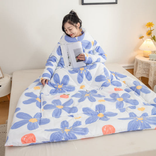 Floral Portable Wearable Quilt with Sleeves - 59"W x 79"L - image 0