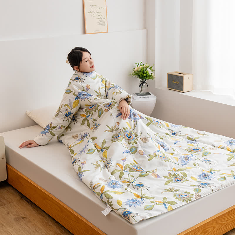 Floral Portable Pillow Quilt with Sleeves - image 2