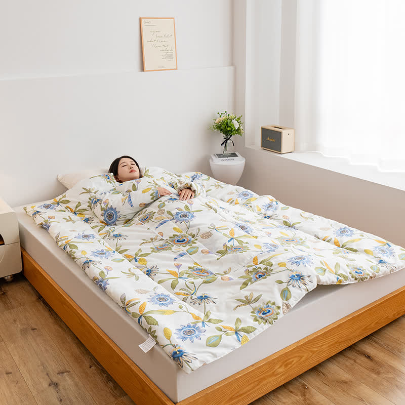 Floral Portable Pillow Quilt with Sleeves - image 4