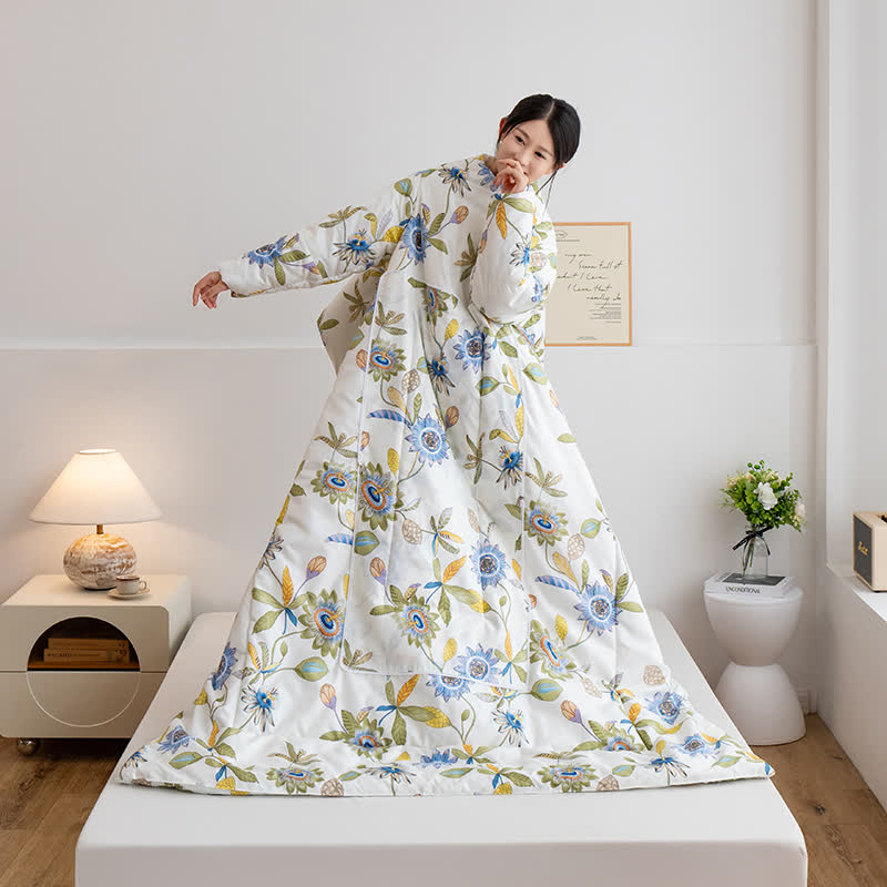 Floral Portable Pillow Quilt with Sleeves - image 3