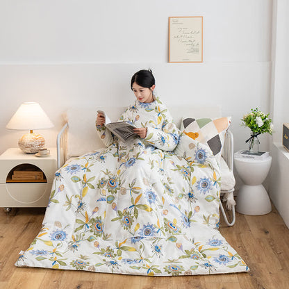 Floral Portable Pillow Quilt with Sleeves - 59"W x 79"L - image 0