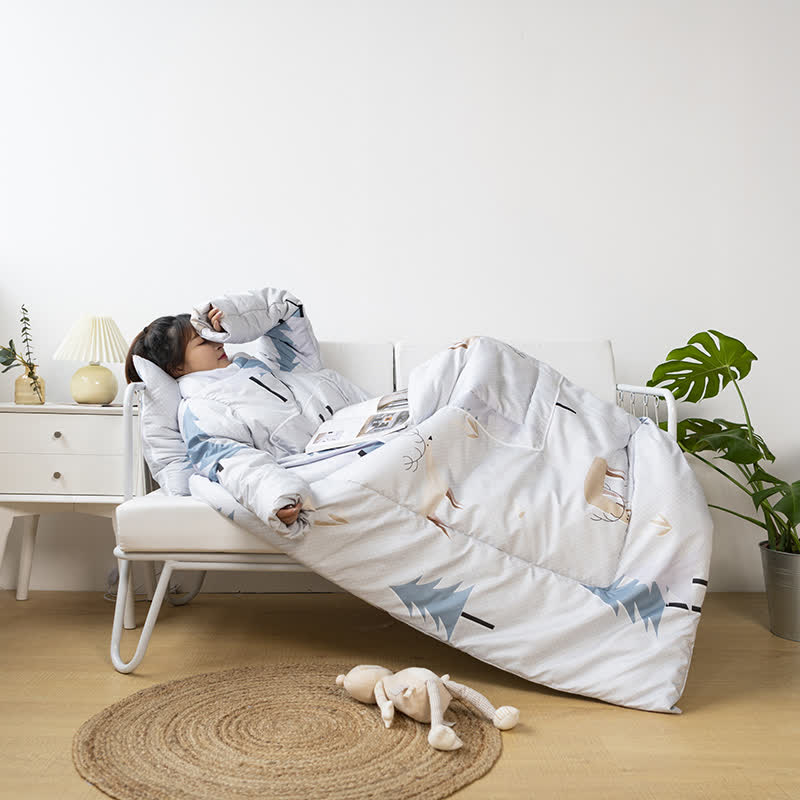 Functional Portable Pillow Quilt With Sleeves - image 5