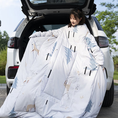 Functional Portable Pillow Quilt With Sleeves - image 1