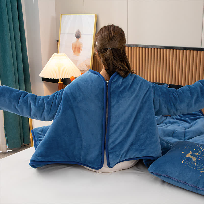 Solid Color Fleece Pillow Wearable Quilt - image 5