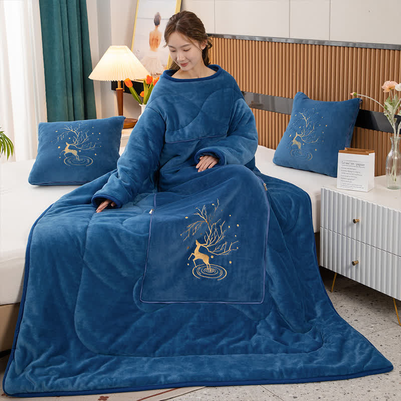 Solid Color Fleece Pillow Wearable Quilt - image 2