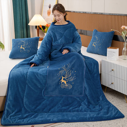 Solid Color Fleece Pillow Wearable Quilt - image 2