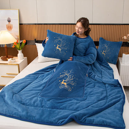 Solid Color Fleece Pillow Wearable Quilt - image 4