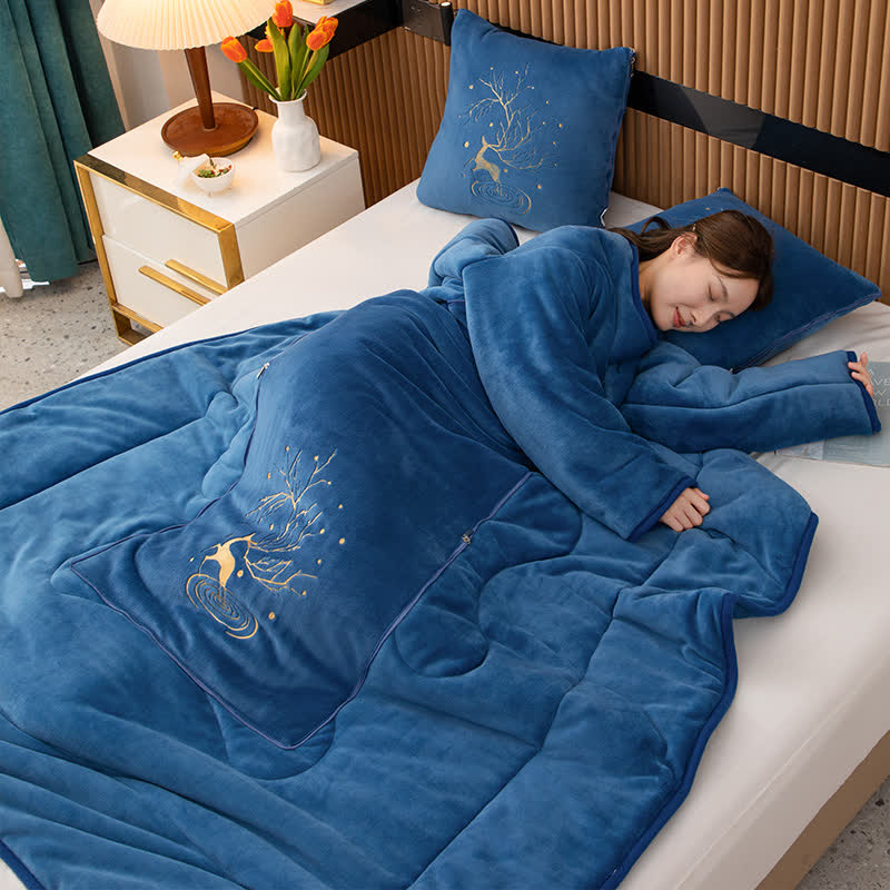 Solid Color Fleece Pillow Wearable Quilt - image 1