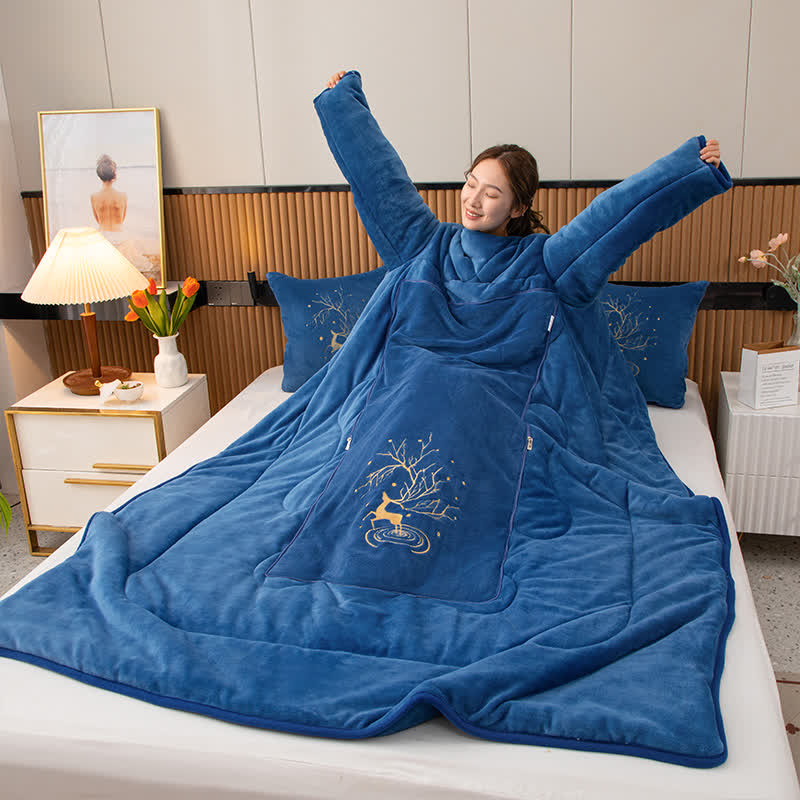 Solid Color Fleece Pillow Wearable Quilt - image 3