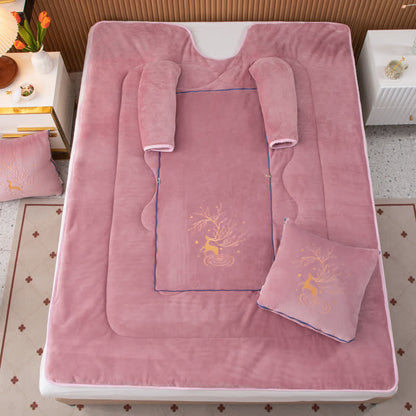 Solid Color Fleece Pillow Wearable Quilt - Red Bean Paste - 59"W x 79"L - image 13