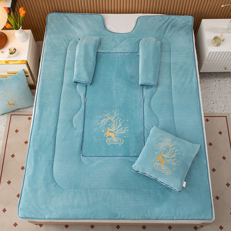 Solid Color Fleece Pillow Wearable Quilt - Blue Green - 59"W x 79"L - image 15