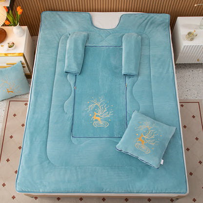 Solid Color Fleece Pillow Wearable Quilt - Blue Green - 59"W x 79"L - image 15