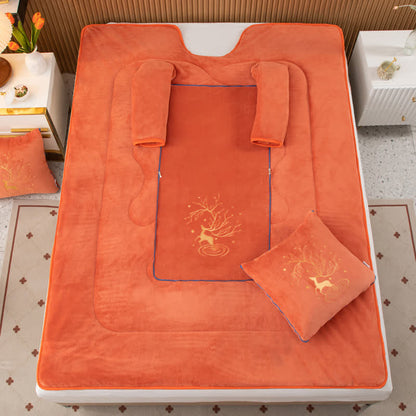 Solid Color Fleece Pillow Wearable Quilt - Orange - 59"W x 79"L - image 14